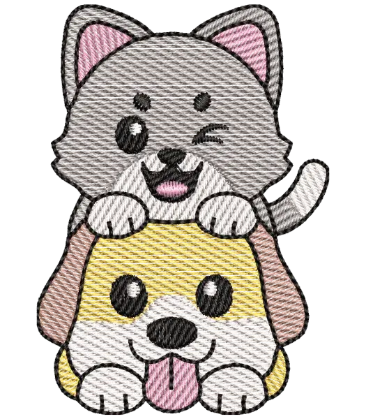 Matriz de Bordado Cachorro e Gato
